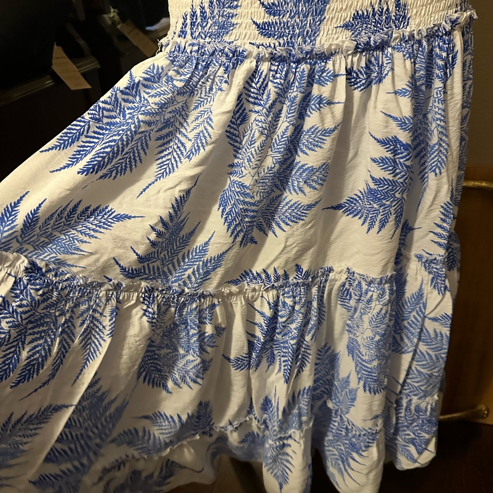 Eesome Blue and White Fern Maxi Skirt strapless dress - Picture 2 of 6